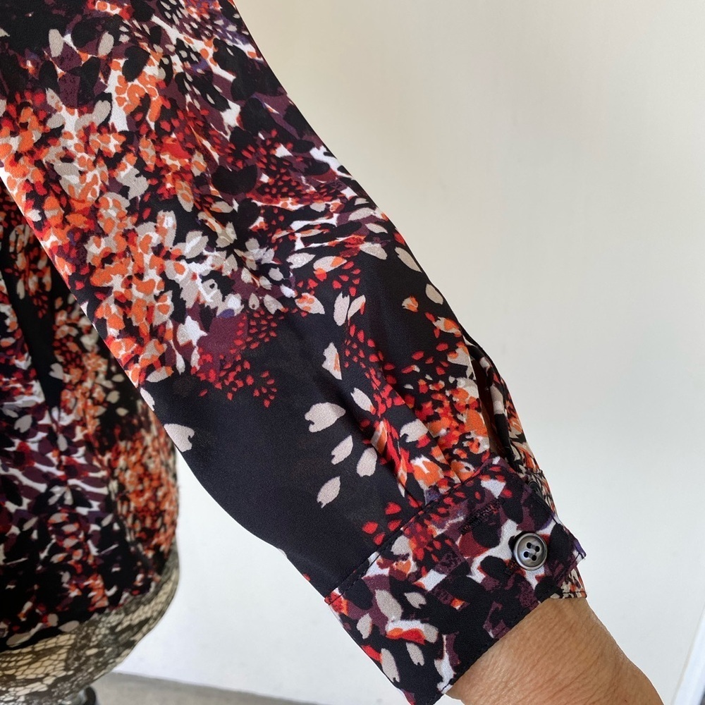Floral Print Women's Top - Black and Orange by Sejour size 14W - Picture 4 of 6